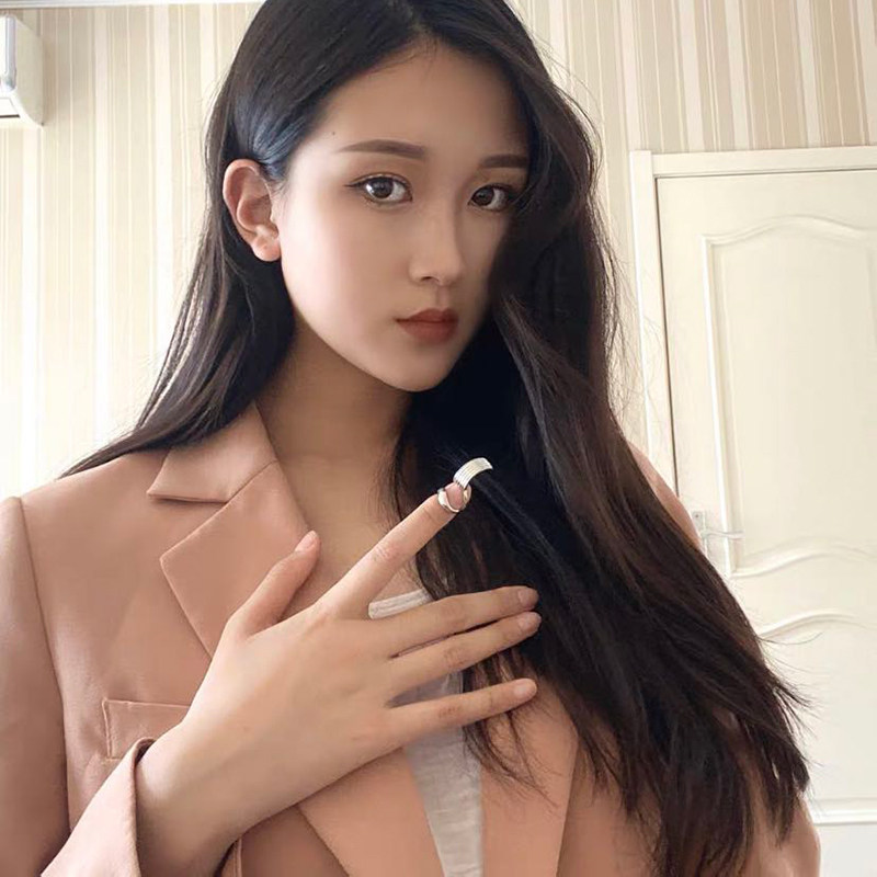 2020 European and American new ins tide personality simple metal ring armor jewelry fashion net red long nail set