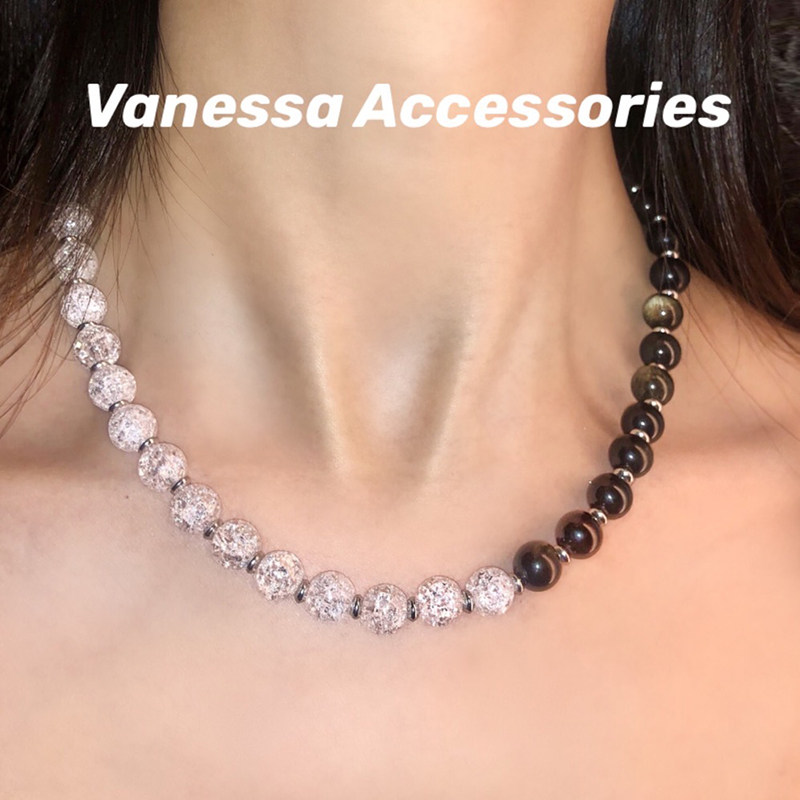 In 2020, the new tide of Europe and America designs moonlight dual - color splicing necklace female