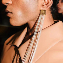 2019 European and American fashion new letter super long chain earrings catwalk wind Net red exaggerated tassel earrings female