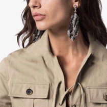 European and American fashion long exaggerated metal fishing net earrings air of black and white mixed with big ear nails