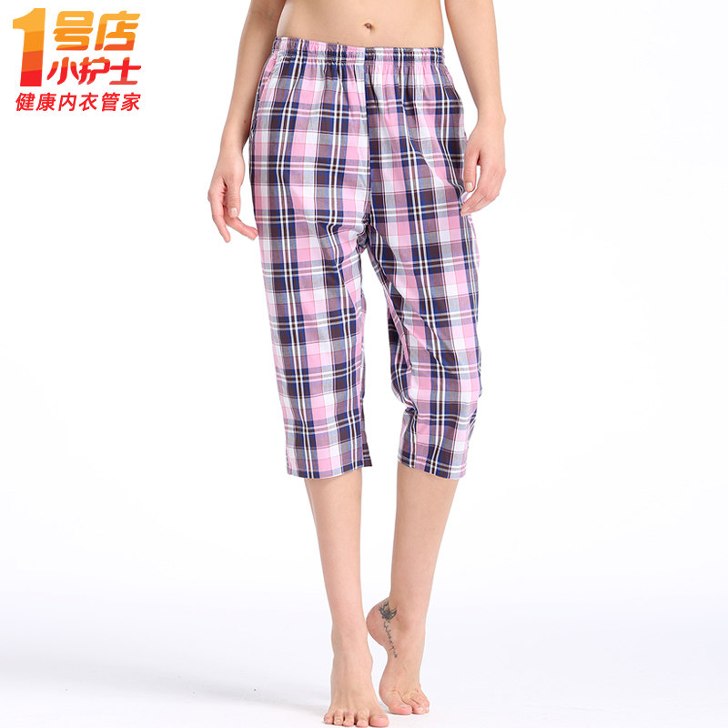 Little nurse seven-point pajama pants ladies summer pure cotton thin section casual plaid sports outerwear home pants cotton shorts