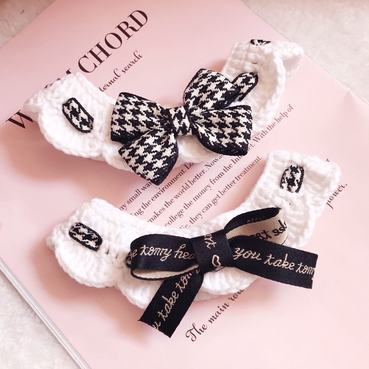 Kitty Puppy knitted Item Circle Handmade knitted wool neckline Item Circle Pets Scarf scarves Ornaments Black Neckline Photo small