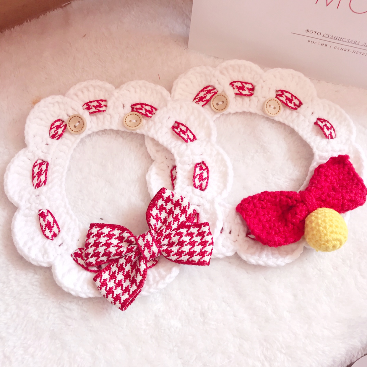 Hair Thread Knit Neckline Gircat Neckline Cute Collar Cute Collar British Short Puppy Teddy Pooch Bib Woven Ornaments