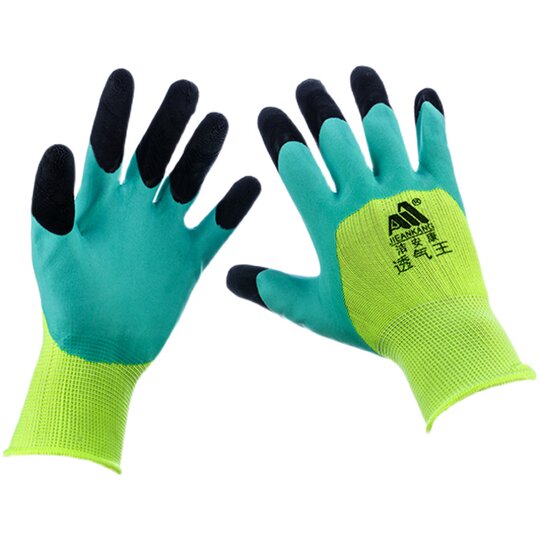 Work Gloves, Labor Protection, Wear-Resistant, Rubber Foam, Anti-Slip, Waterproof, Breathable, Thickened, with Adhesive, for Men Working on Construction Sites
