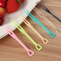 Disposable fruit fork transparent cartoon spoon KTV cake shop small fork love fruit sign cake fork