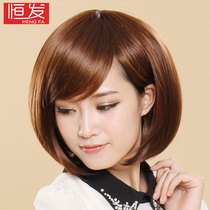 Oblique bangs face BOBO head fluffy fashion BOBO girl wig short hair wave head temperament high temperature silk summer