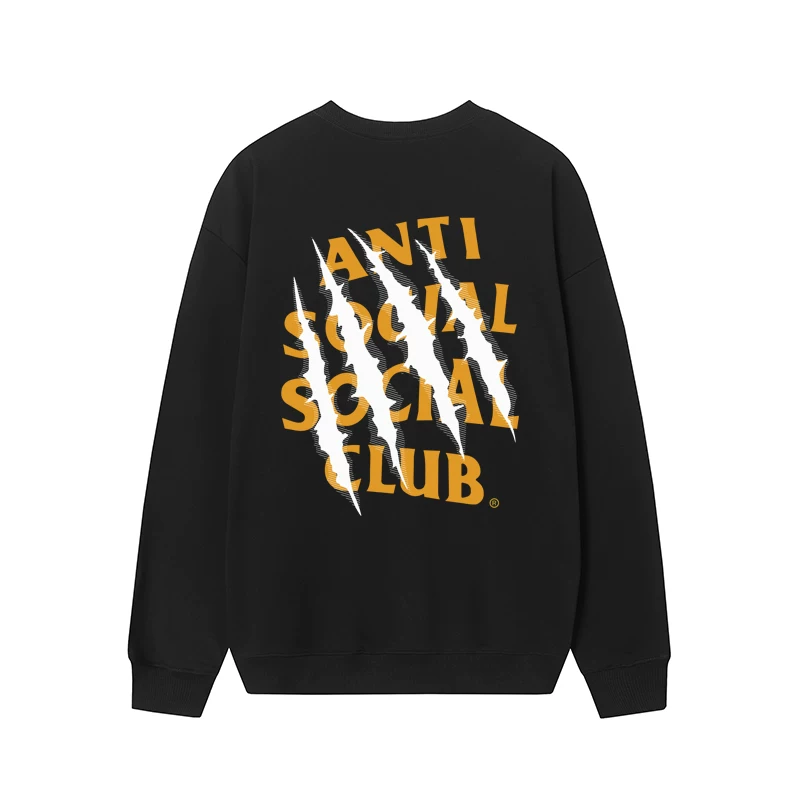 ANTI SOCIAL SOCIAL CLUB ASSC базовый отражающий принт китайского дракона осень-зима круглого выреза толстая хлопчатобумажная ткань