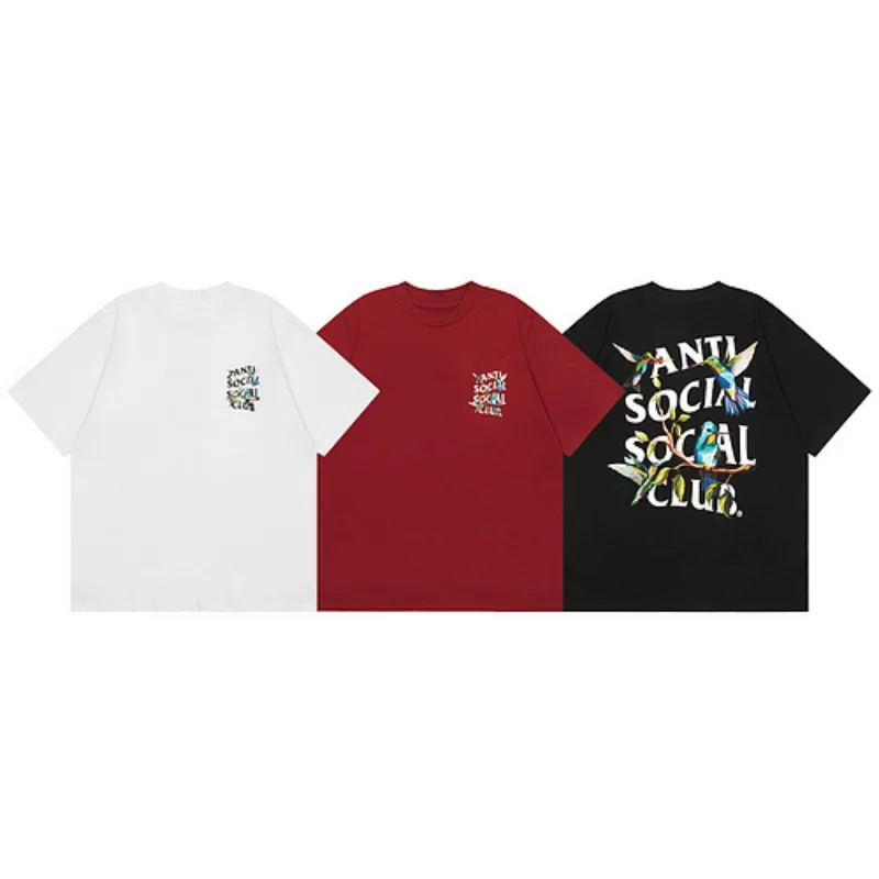 ANTI SOCIAL SOCIAL CLUB ASSC печать буквы птица на коротком рукаве футболка для мужчин и женщин, свободного кроя