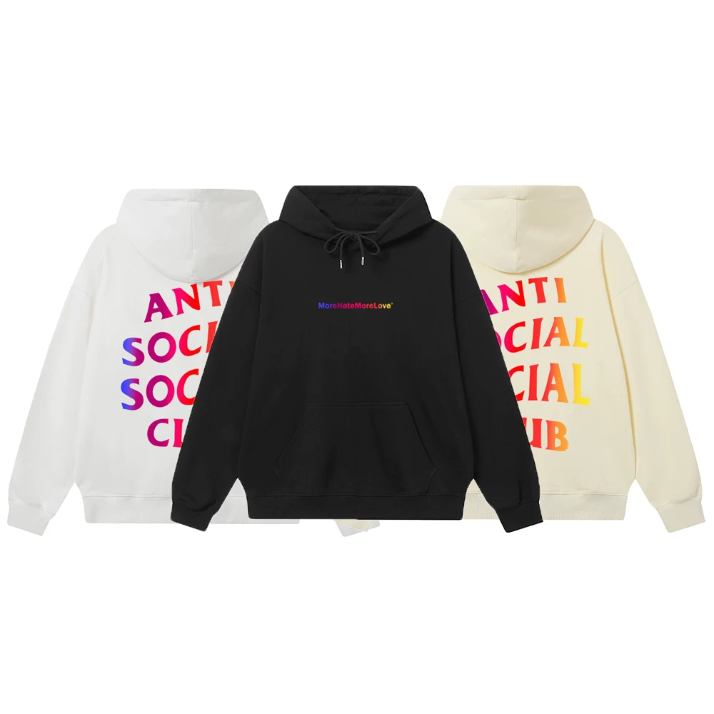 ANTI SOCIAL SOCIAL CLUB ASSC love and hate gradient letter print autumn and winter hoodie sweatshirt