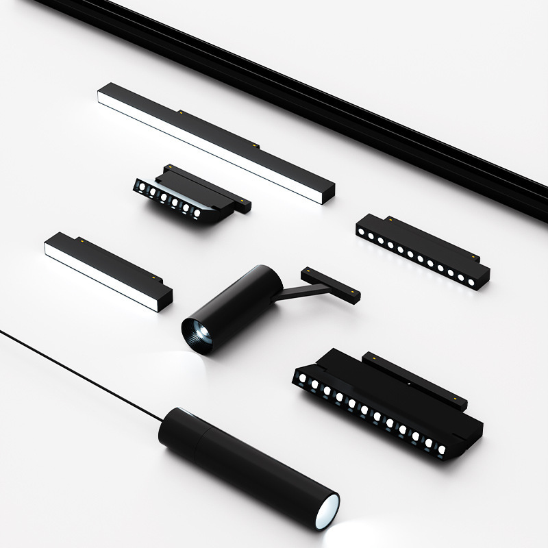 Magnetic Track Light Design Package for Living Room and Bedroom, No Main Light, Embedded Led Linear Light, Frameless