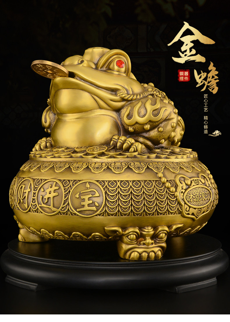 銅製 金蟾聚宝盆 招財進宝 蓋付 装飾品 工芸品 美術品 置物 銅製 金蟾聚宝盆 招財進宝 蓋付 装飾品 工芸品 美術品 置物