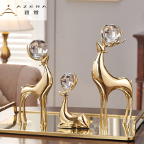 Light luxury ornaments European model room wine cabinet decorations High-grade lucky Copper Deer Living room entrance Luxury housewarming gifts