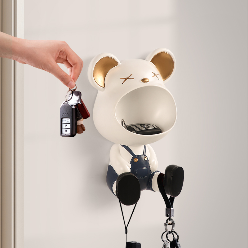 Entrance gate Genguan Key Containing Hanging Rack Creativity Violent Bear Hook-shelf Living room Children's room Wall Decoration-Taobao