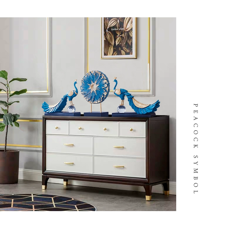 Phong cách châu Âu nhà rượu tủ trang trí đồ trang trí phòng khách sáng tạo lối vào tủ TV sang trọng con công nội thất đơn giản hiện đại - TV