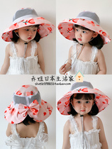 Japanese sunscreen mesh sun hat children summer baby big eaves gp fisherman basin hat beach sun hat thin female