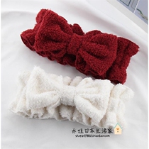 Japan imported soft cotton coral velvet gp lace hair strap ins retro bow wash face mask ribbon