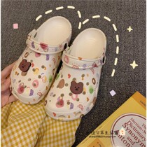 Japan non-slip thick-soled cute hole shoes female ins tide girl heart garden student Baotou gp beach sandals summer