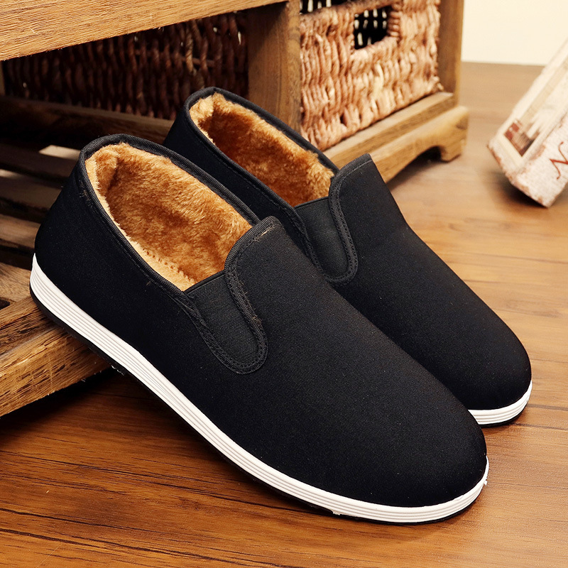 Oversized men's old Beijing cloth shoes plus velvet warm winter cotton shoes skate shoes middle-aged and elderly dad shoes non-slip soft sole