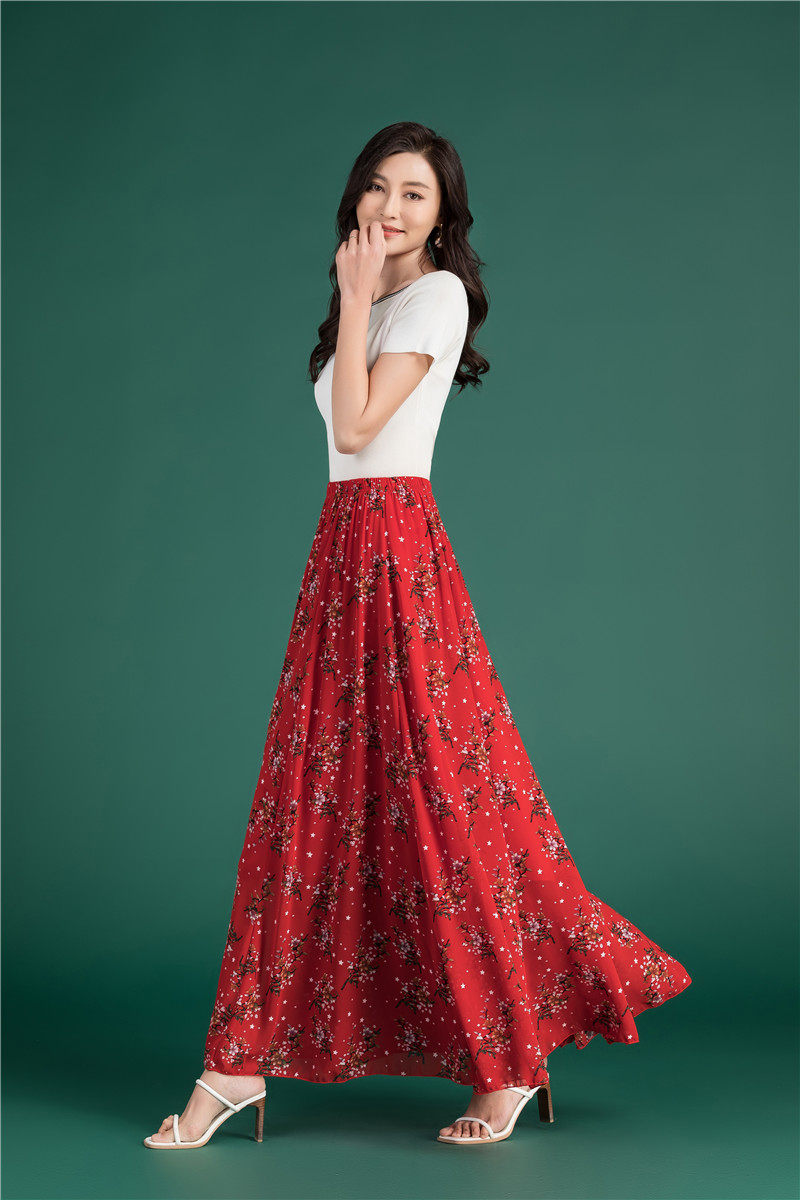 Female Summer Elegant Plus Size 4XL 5XL 6XL Fashion Polka Dot Black Chiffon Long Maxi Ladies Skirts for Womens