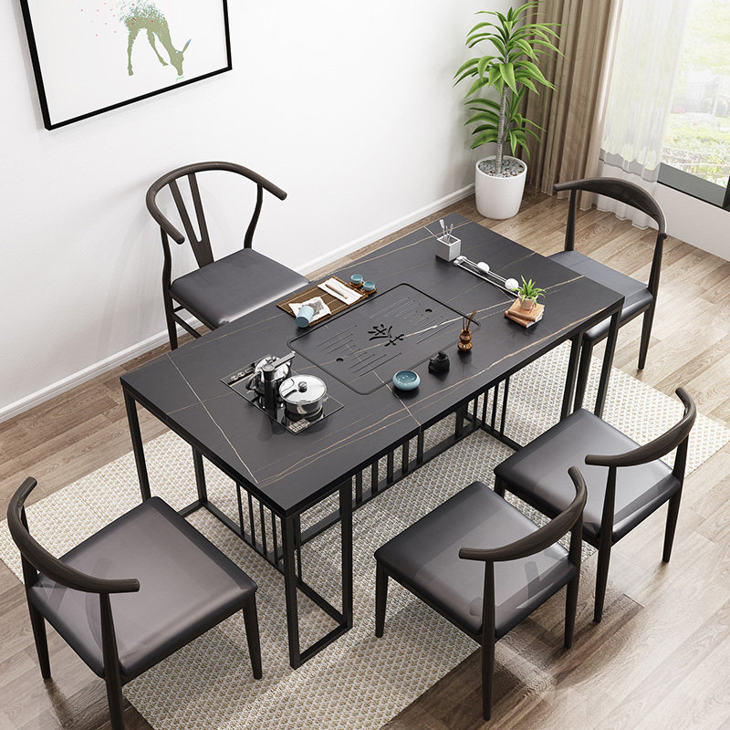Rock tea table and chaircombination office kung fu tea table set with one balcony home living room table