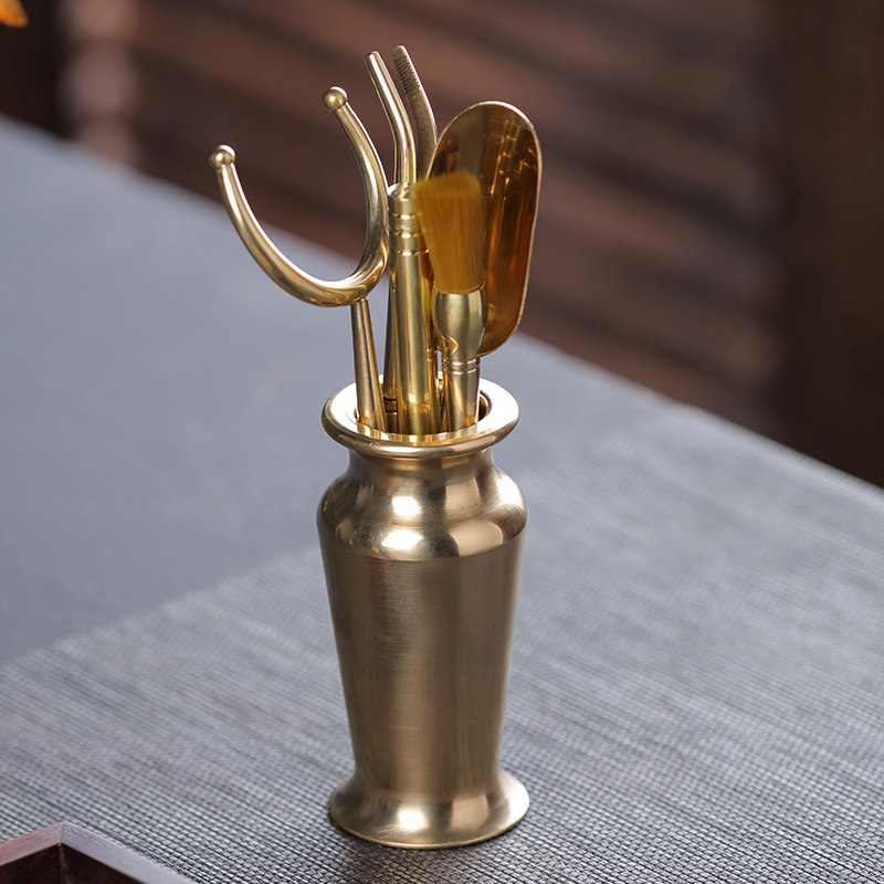 Pure copper tea ceremony six gentlemen tea clip washing cup clip Kung Fu tea clip tea tweezers teacup clip copper clip tea set accessories