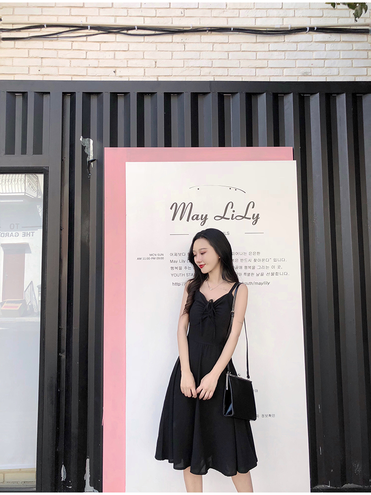 VK旗艦店 韓國風露肩收腰系帶修身性感吊帶無袖洋裝