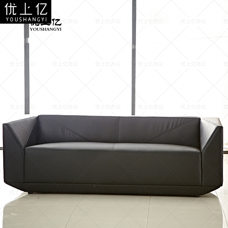 Simple leather office sofa coffee table combination modern minimalist office furniture reception guest sofa three-seater