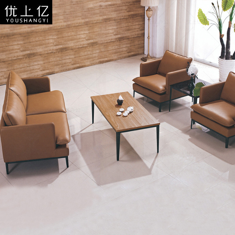 Business Will Guest Area Reception Sofa Genuine Leather single double trio Place office sofa tea table Composition Modern brief