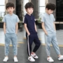 Bộ đồ bé trai mùa hè 2019 mới cho trẻ em tay ngắn trẻ em nước ngoài Trẻ em lớn phiên bản Hàn Quốc của cậu bé mùa hè đẹp trai quần áo trẻ em - Phù hợp với trẻ em quần áo trẻ em