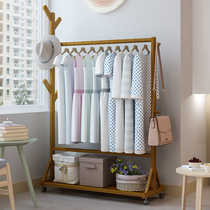 Bedroom Living room Hanging Simple Clothes Hanger Home Clothes Folding Containing Shelf Floor Nanzhu Mini Clothes Hat Rack