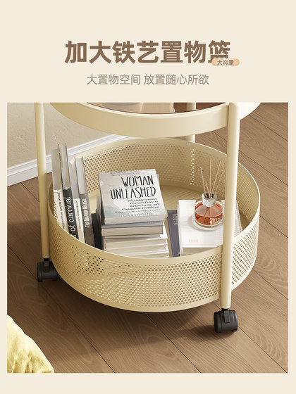 边几可移动茶几高级沙发边柜客厅中复古风小推车置物架带轮小桌子