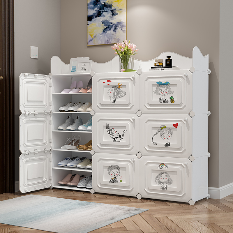 Simple shoe cabinet doorway for home indoor good looking large capacity containing deviner multilayer dust resistant economical type shoe holder
