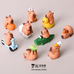 Blind Bag Mini Scooter Capybara Plush Toy Figurine Model Micro Landscape Desktop Ornament