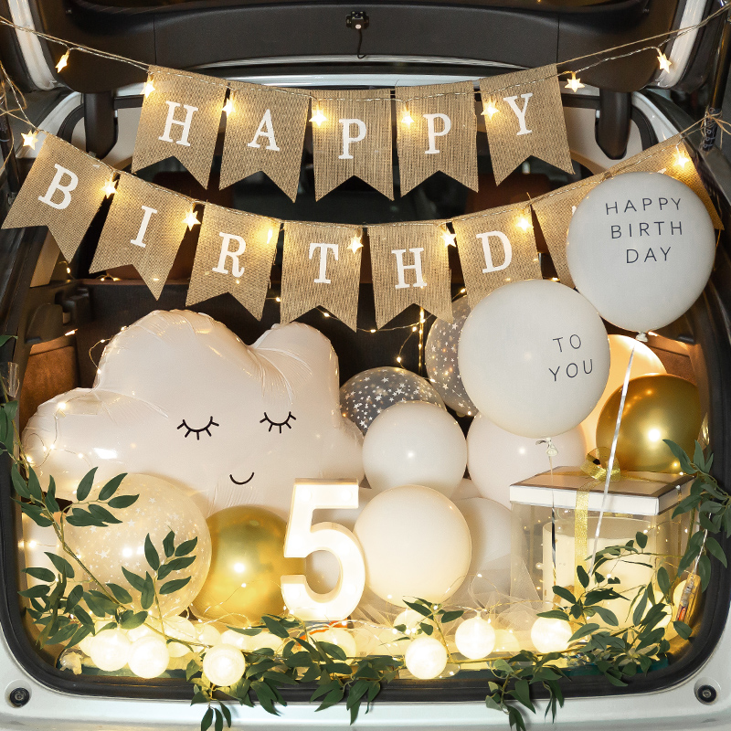 Car Trunk Surprise Decoration Scene Placement Birthday Happy Birthday Daughter Boy Girl Child Car Tailbox