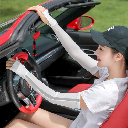 Летние перчатки, комплект, длинный крем для рук, шелковые нарукавники, защита от солнца, Южная Корея