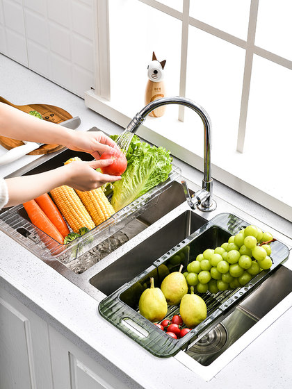Expandable Draining Basket, Vegetable Washing Basket, Fruit Storage Basket, Kitchen Sink Dishwashing Rack, Plastic