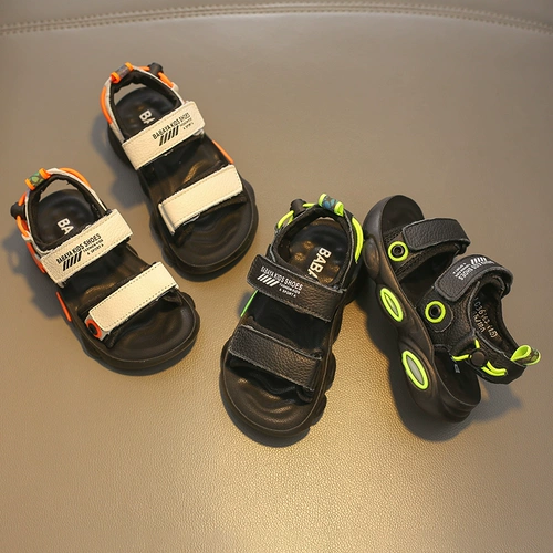 芭芭鸭 Летняя детская повседневная обувь для отдыха для мальчиков, дышащая пляжная обувь, спортивные сандалии, мягкая подошва