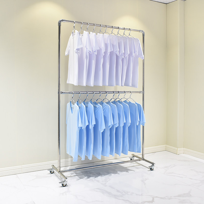 Double layer drying frame landing balcony drying stainless steel bedroom hanging rack white coat frame thickening aluminum alloy