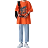 Летняя футболка с коротким рукавом, комплект, трендовые мужские джинсы, популярно в интернете