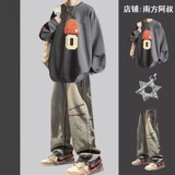 Толстовка для отдыха, трендовый осенний комплект, джинсы, увеличенная толщина, осенняя, 3 предмета