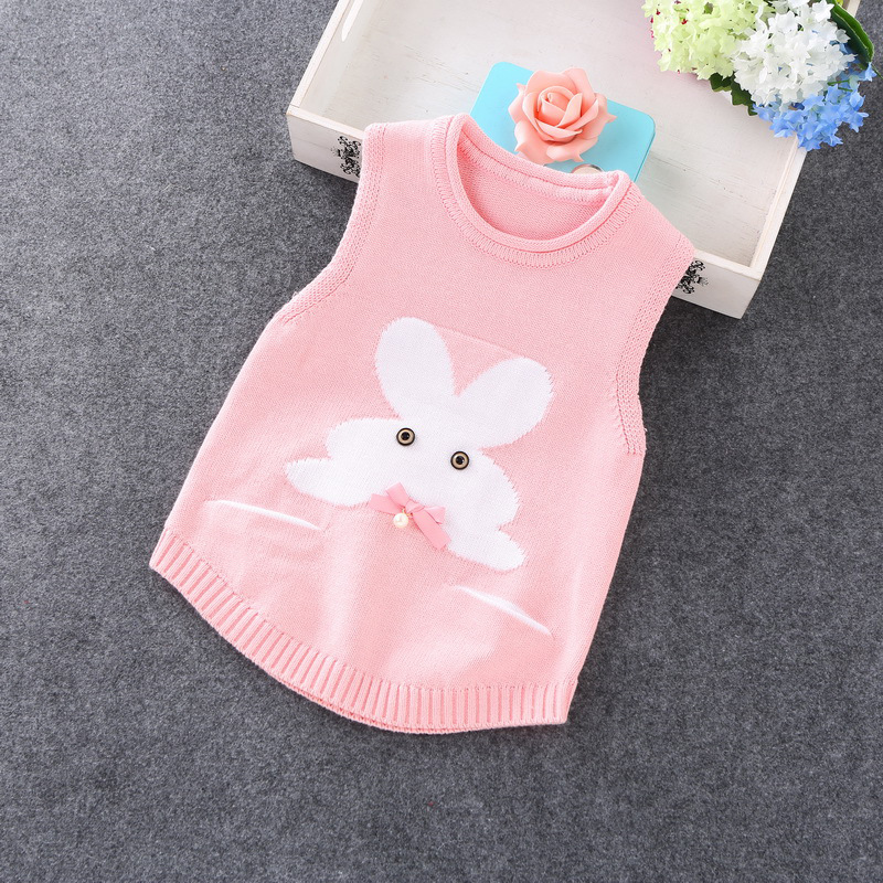 Cô gái áo len vest trẻ em của bé cardigan vest mùa xuân và mùa thu quần áo trẻ em phần mỏng đan ấm vest len ​​ngựa