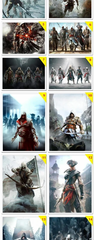 Assassin Creed Thiết lập ngoại vi Album Atlas Vẽ tranh gốc Trò chơi Poster Bức tranh tường Trang trí 3 Phó - Game Nhân vật liên quan