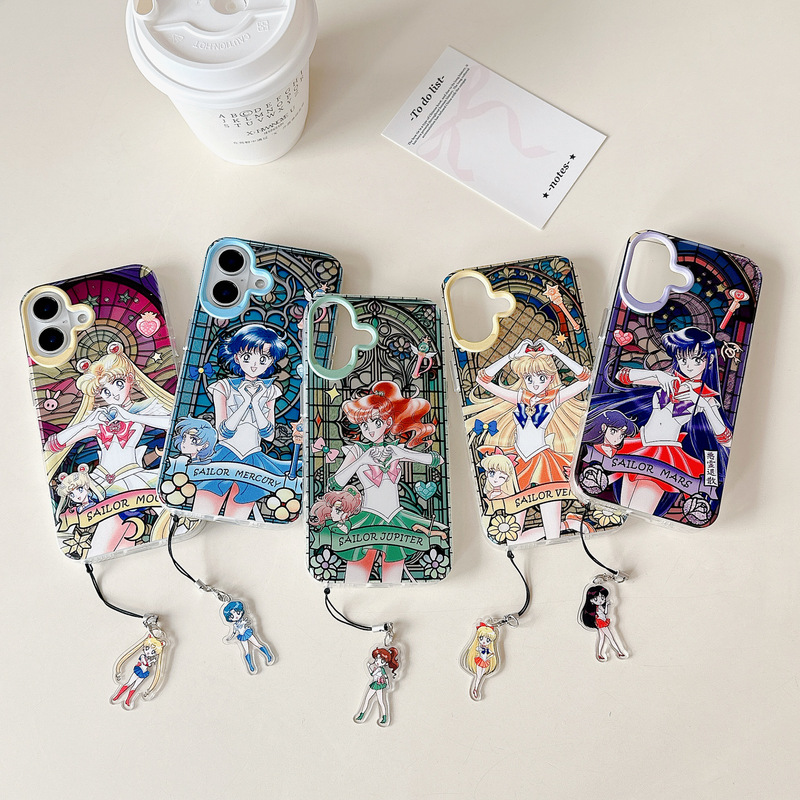Sailor Moon iPhone 17 Pro Max Original Artwork Tsukino Usagi Sailor Moon Hoshino Rei Gradient 16 Plus Phone Case Suitable for Apple 15 Pro Mizuno Yami 14 Aiino Minako Phone Case