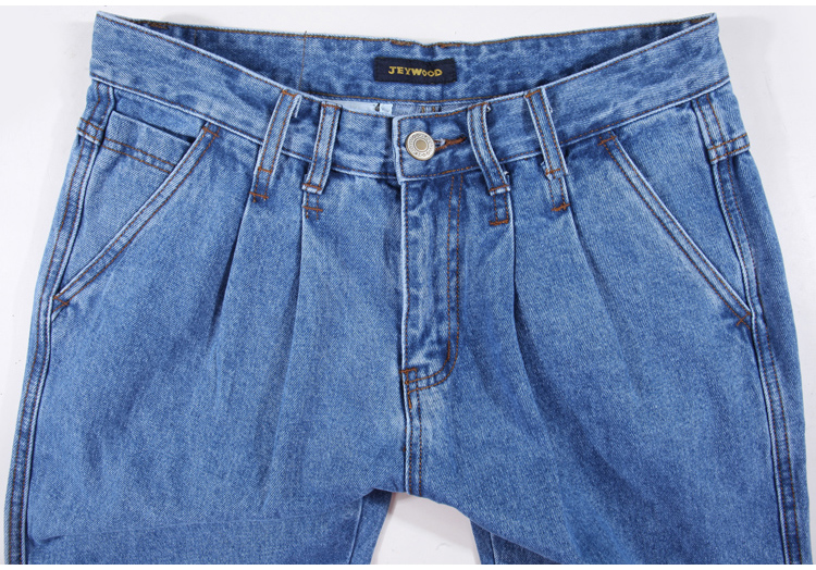 Của Apple men denim quần đích thực cà rốt quần trung niên feet quần lỏng eo cao giảm gấp đôi nếp gấp trung niên