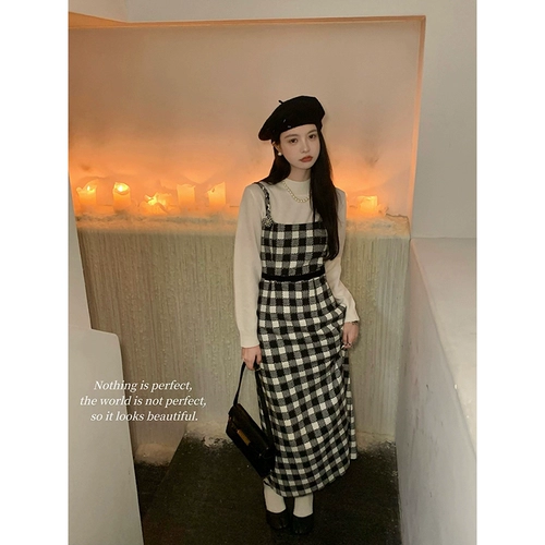 范智乔 Дизайнерское платье, длинная юбка, шерстяное платье-комбинация, тренд сезона, длина макси, изысканный стиль, яркий броский стиль