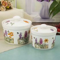 Kitchen household underglaze pig oil tank Oil pot with lid large ceramic lead-free chili oil tank seasoning bottle jar set