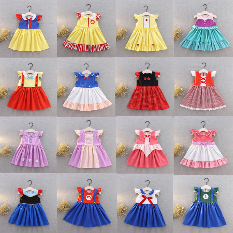 Foreign trade children's clothing Thailand girls princess dress beautiful girl Superman Super Mario dress Halloween cos show