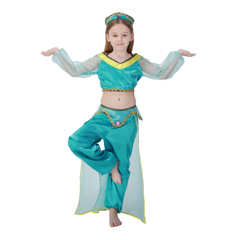 Foreign trade child dress Halloween Green Arab girl plays out to suit children's belly dance dress India's dance dress