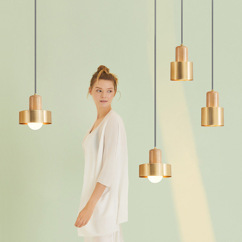 Nordic ins wind brass bedroom lamp bedside lamp small chandelier pendant lamp modern minimalist light luxury bar lamp