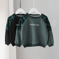 Fabric chao soft childrens clothes boy round neck shirt spring and autumn Korean version of foreign gas loose baby top